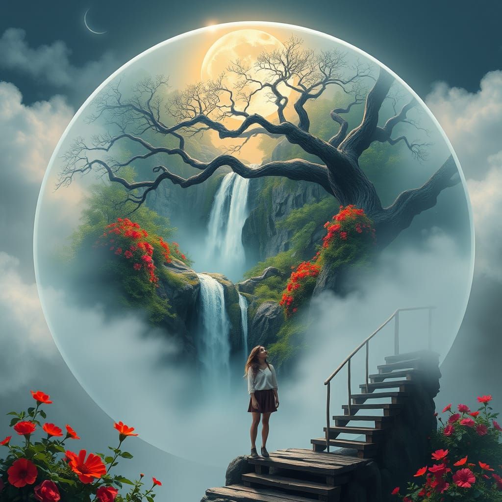 Surreal Landscape in a Transparent Sphere