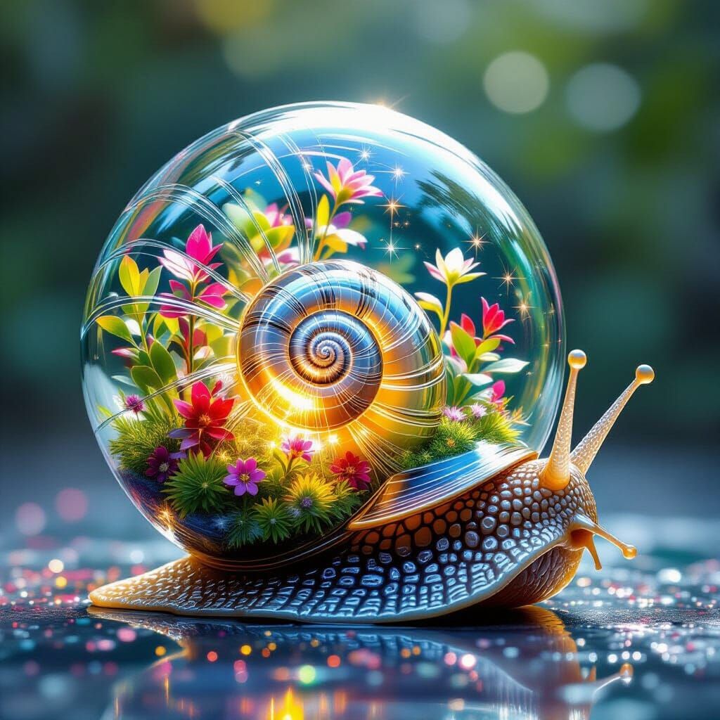 Glass Snail Terrarium in Graffiti Art Style