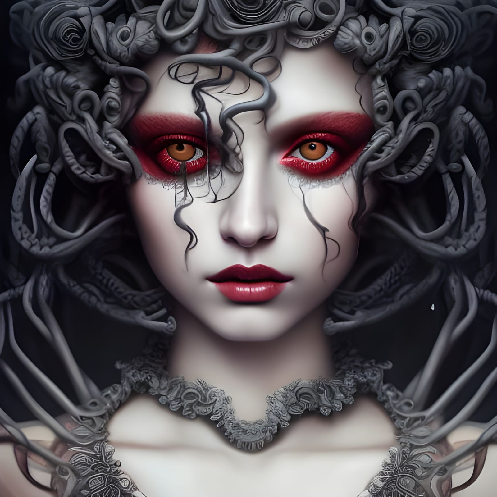 Detailed Medusa Digital Illustration in Vaporwave Style