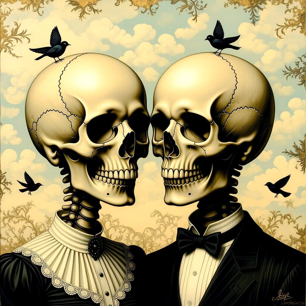Fused Skulls Art with Matching Background
