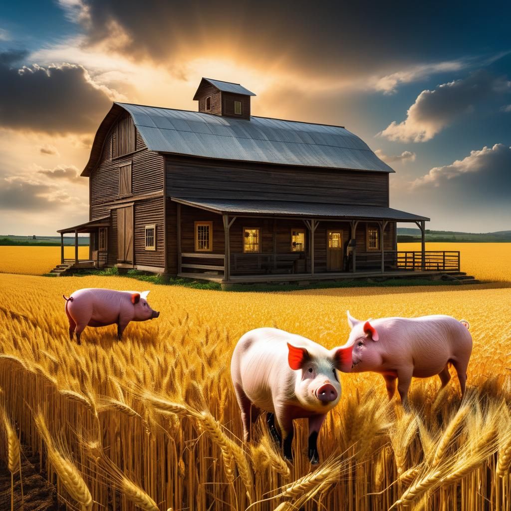 farm thrives with genetically modified wheat fields and a di...