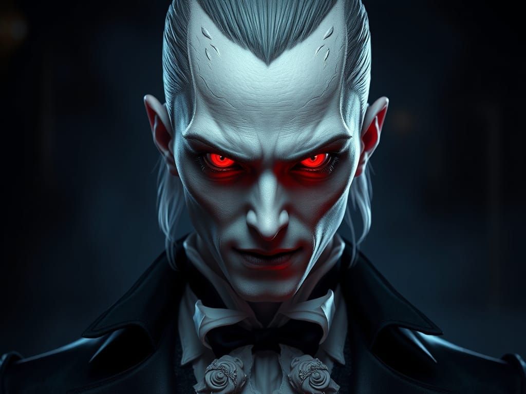 Ethereal Vampire Emerges from Shadows in Haunting Digital Ar...