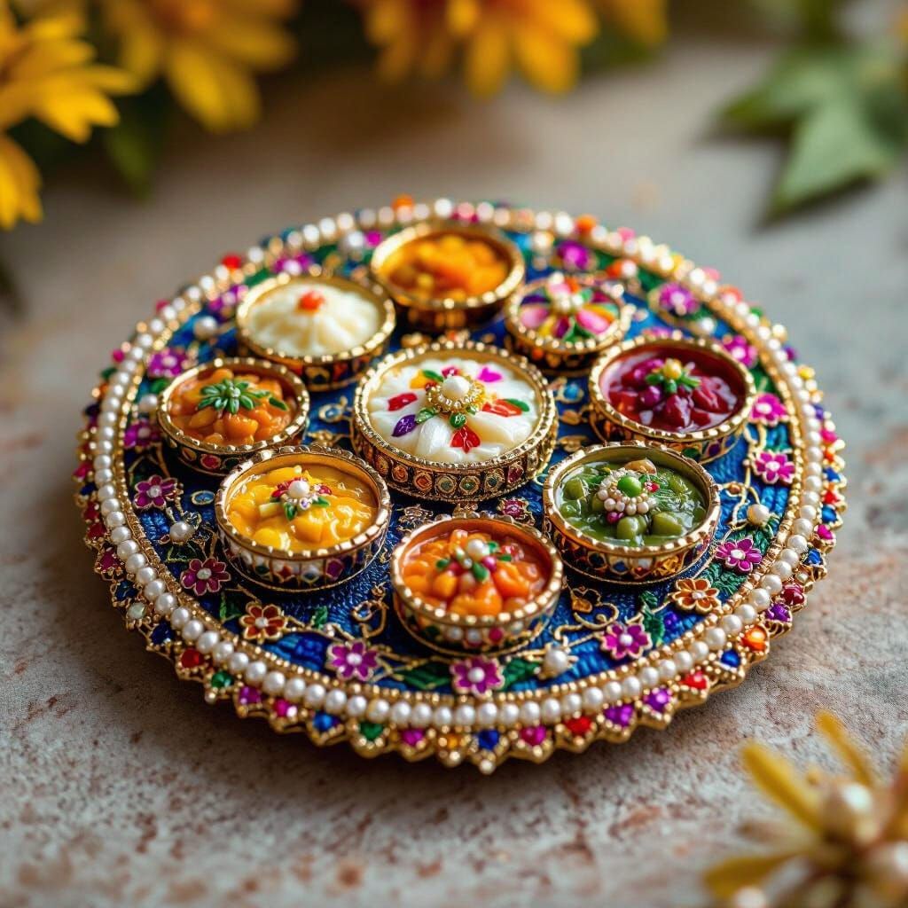 Vibrant Onam Sadhya Brooch with Beads & Embroidery