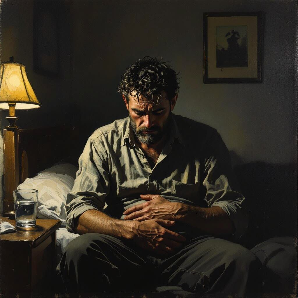 Weary Father's Silent Hunger: A Somber Portrait