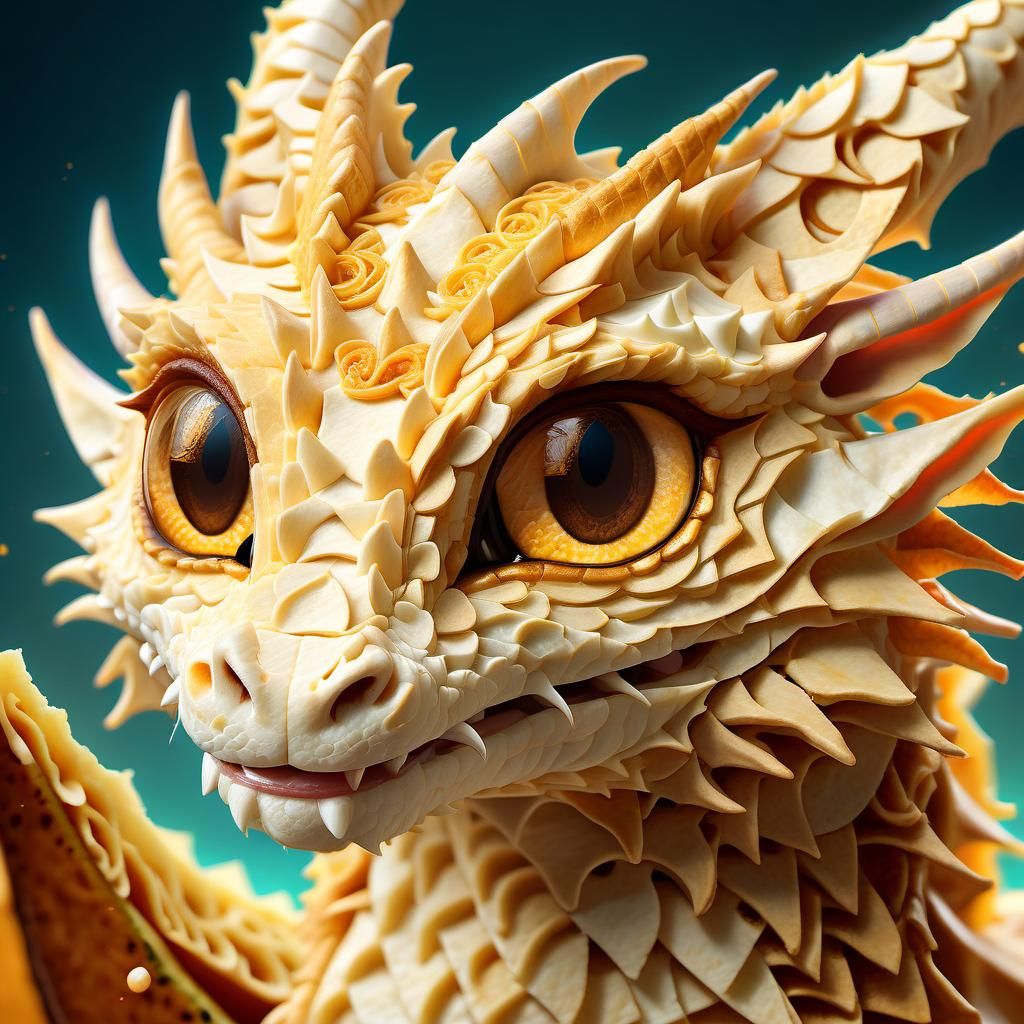 Adorable Quesadilla Dragon Portrait in Anime Style