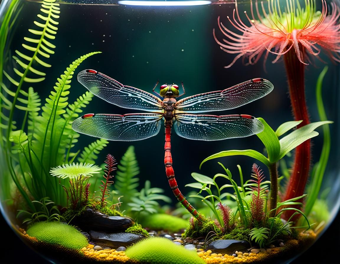 Lush Wetland Terrarium with Carnivorous Plants