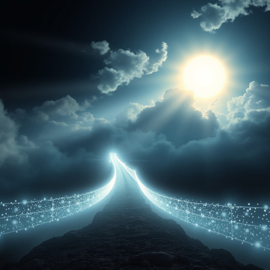 Ethereal Bridge of Light in a Golden Sunset