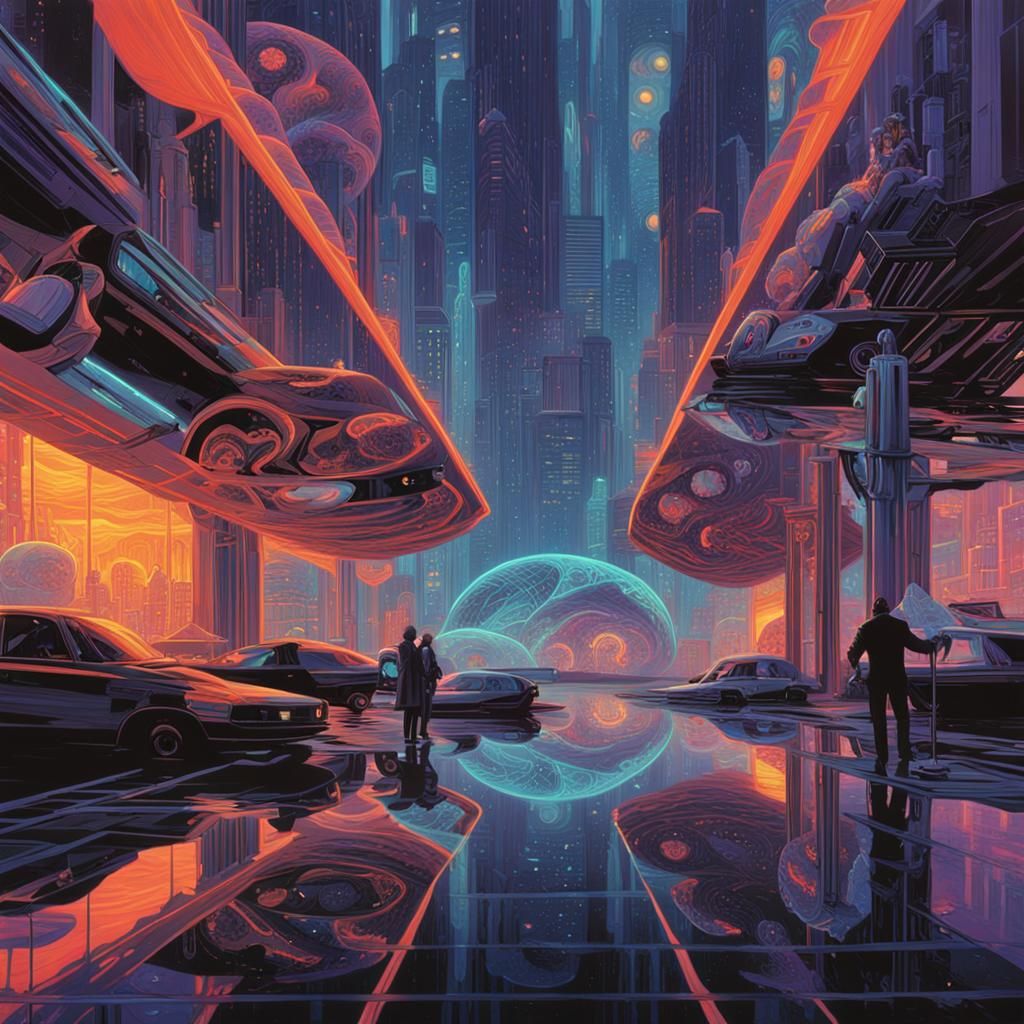 Bioluminescent Entities Morphing into Neon Fractals