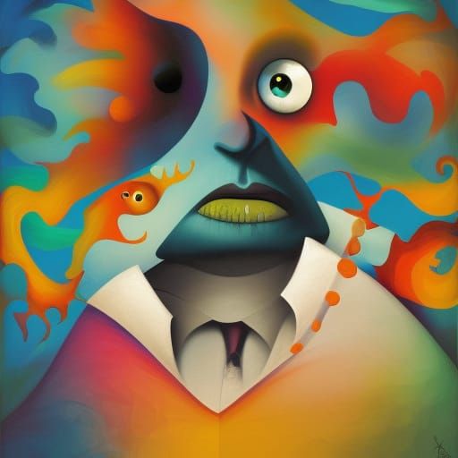 Disturbing Abstract Fish in Expressionist Style