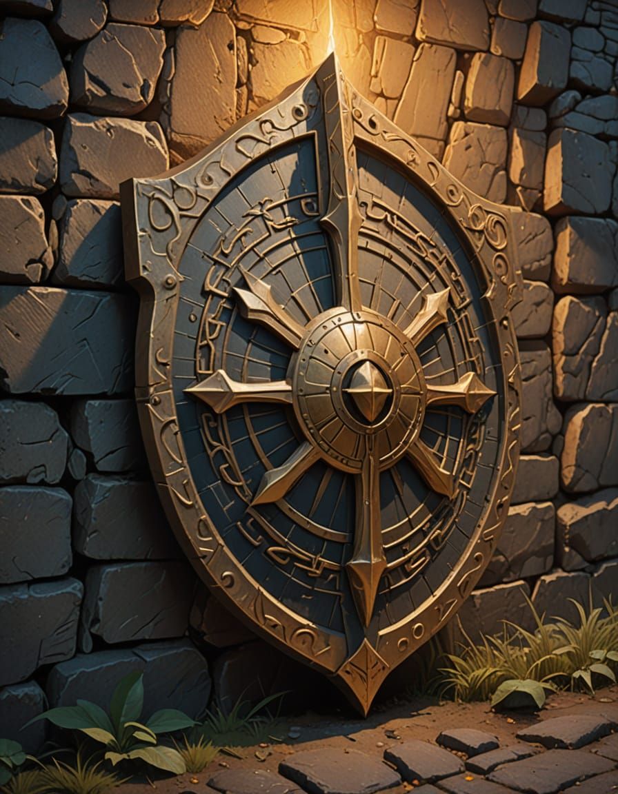 Medieval Warrior's Shield in Ancient, Forgotten Lore Style