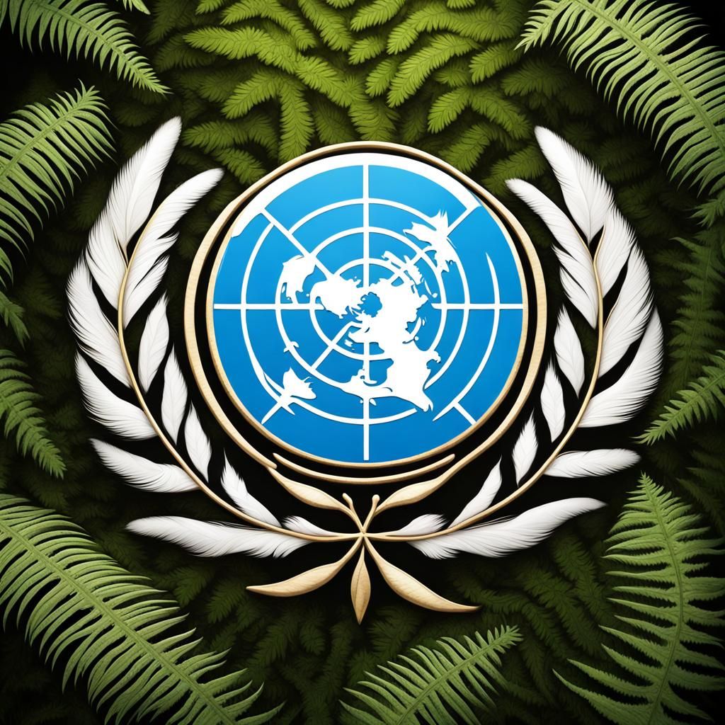 Feathered United Nations Symbol: Detailed Digital Painting
