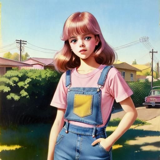 Angourie Rice as Cute Teen in 1970s Illustration