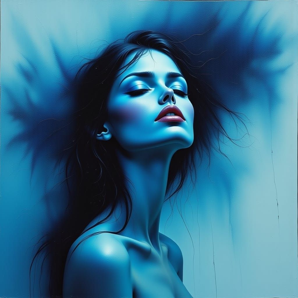 Ethereal Woman in Soft Blues