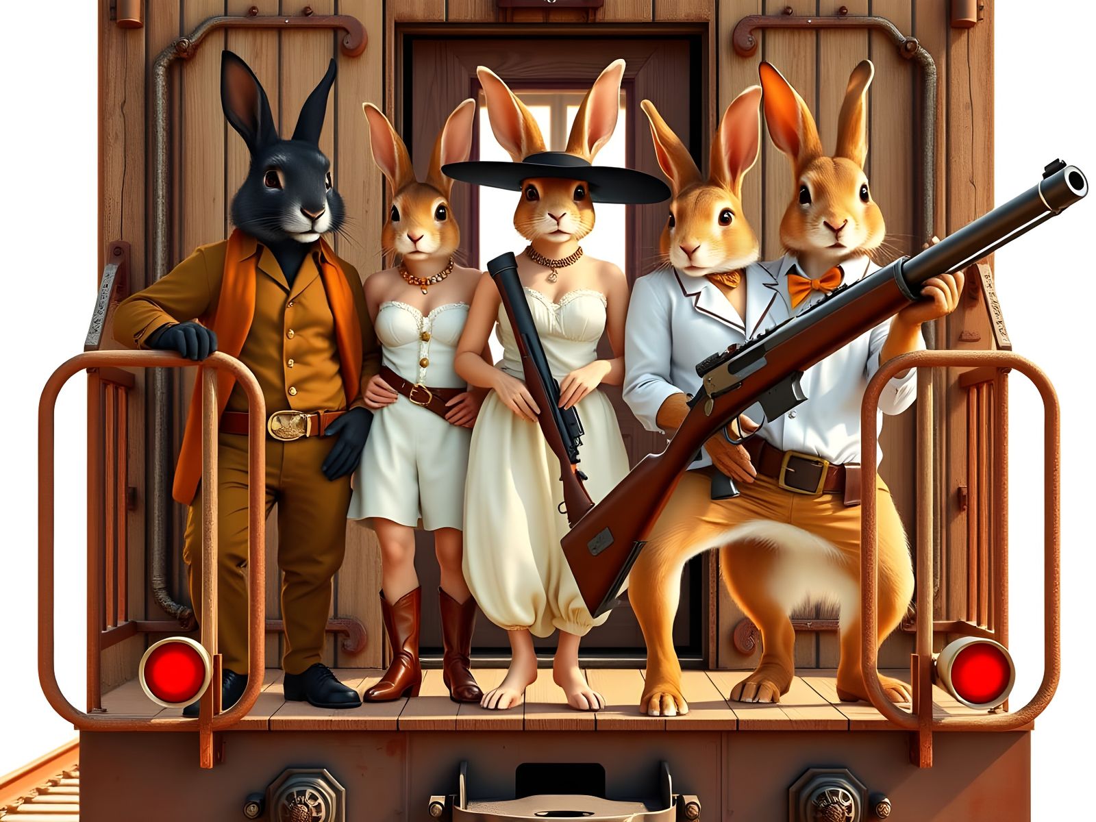 Vintage Railway Car Meets Wild West Rabbits in a Dramatic Se...