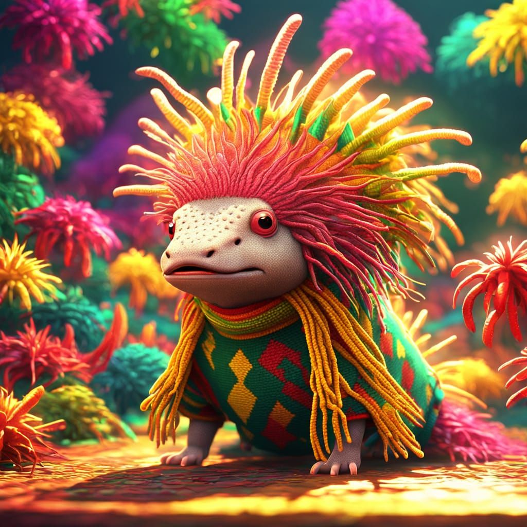 Axolotls in Vibrant Rastafari Attire