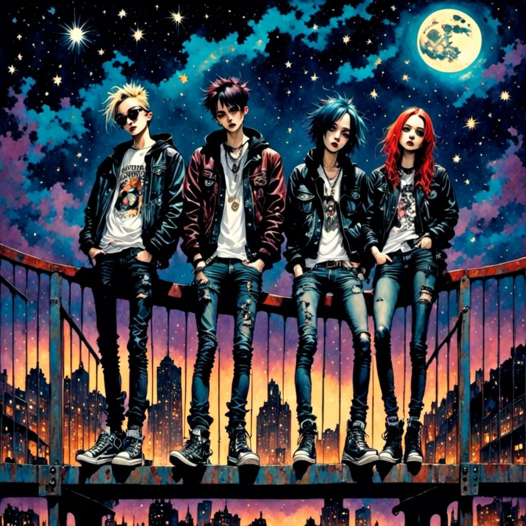 Grunge Punk GenXers in Graffiti Skate Park, 1998