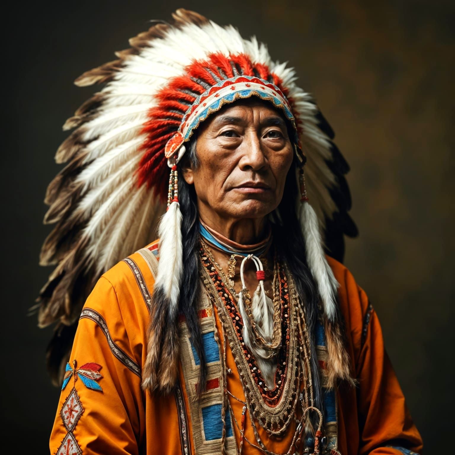 Native American Chief in Traditional Dress