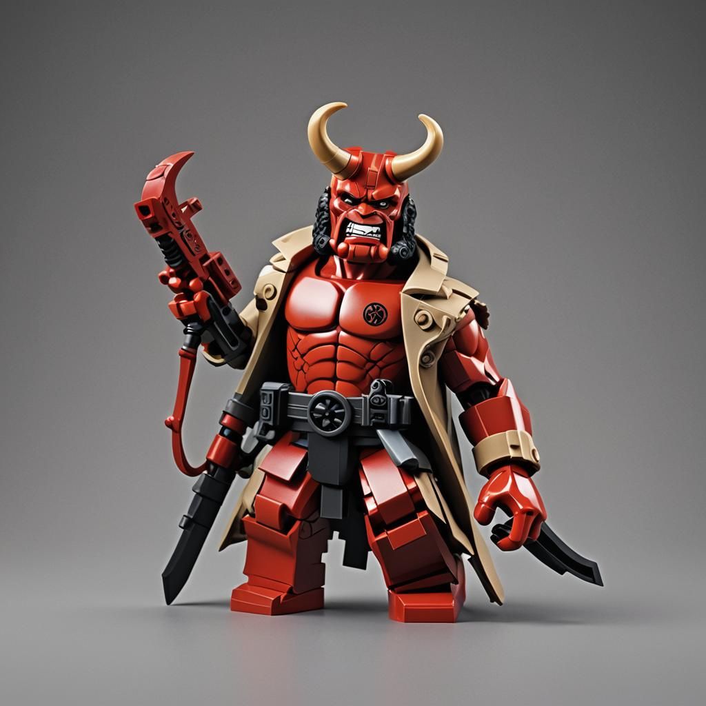 Hellboy as Lego Character in 3D Anime Art