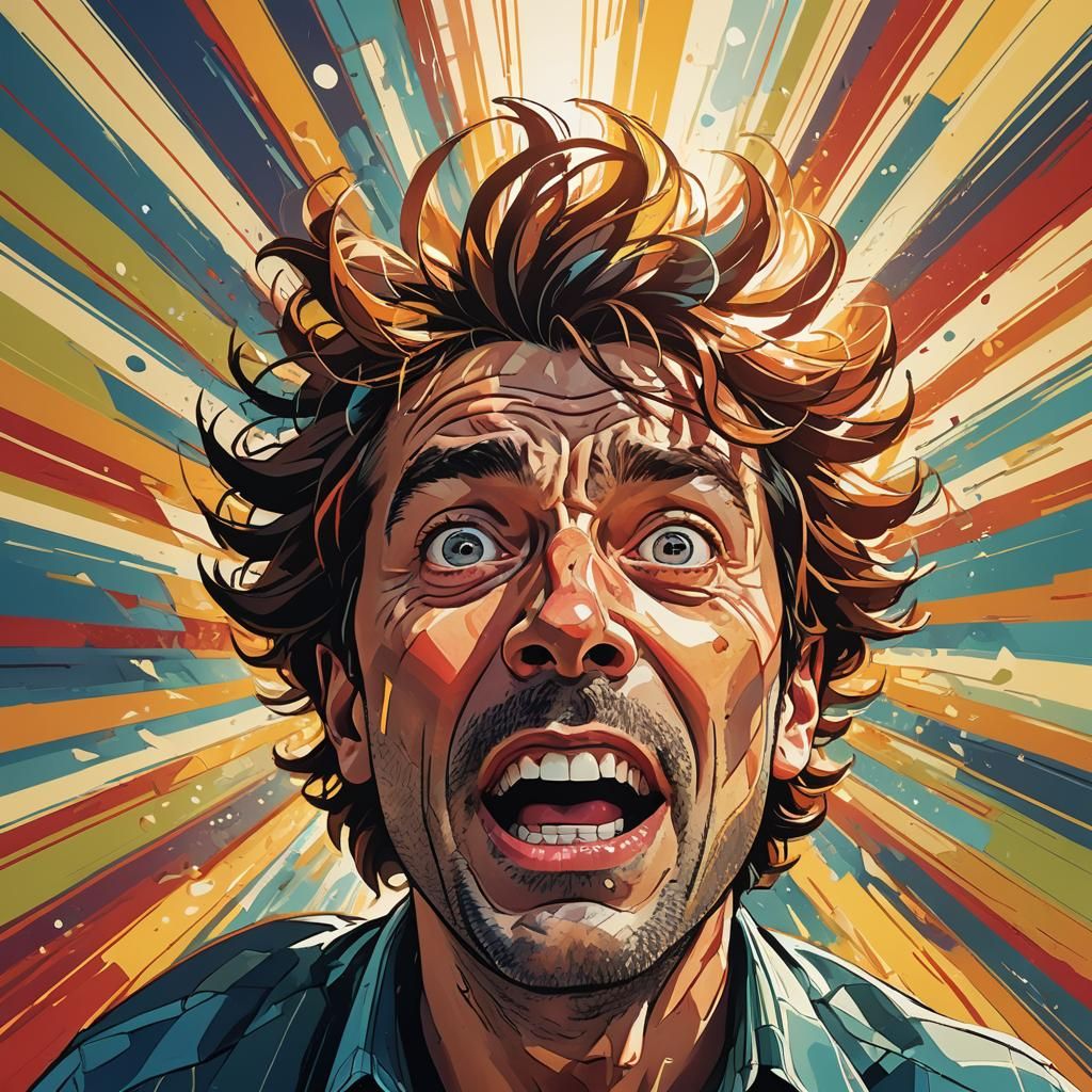 Humorous Cartoon Character with Exaggerated Expression