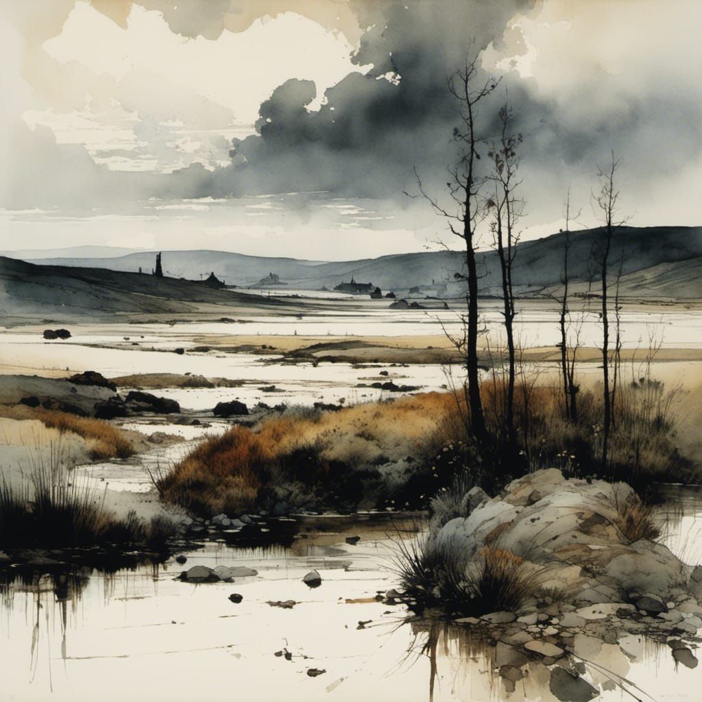 Evocative Landscape Art with Historical Impression