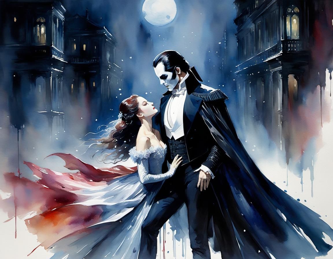 Phantom of the Opera Anime Watercolor Illustration