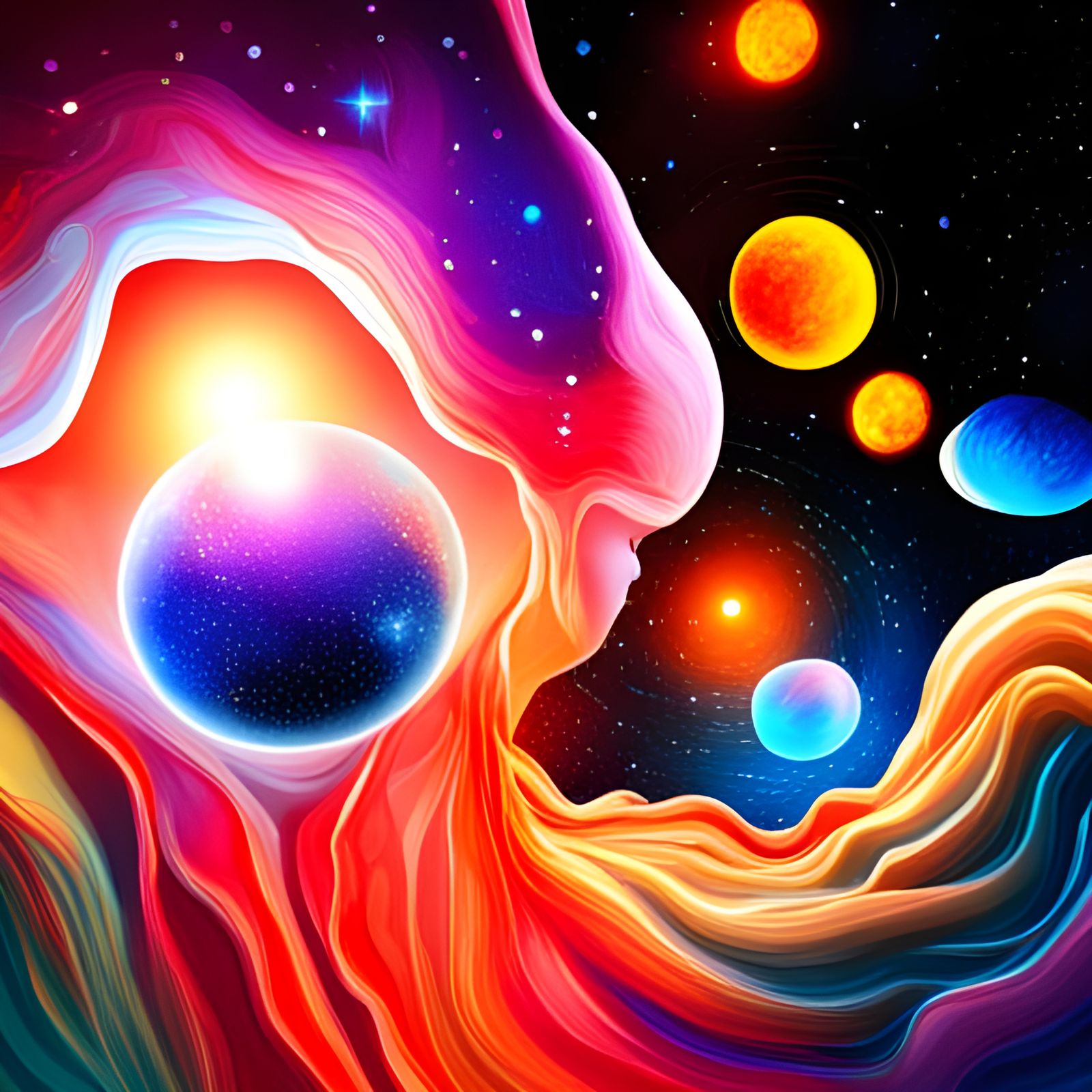 Photorealistic Baby in Space Astral Illustration