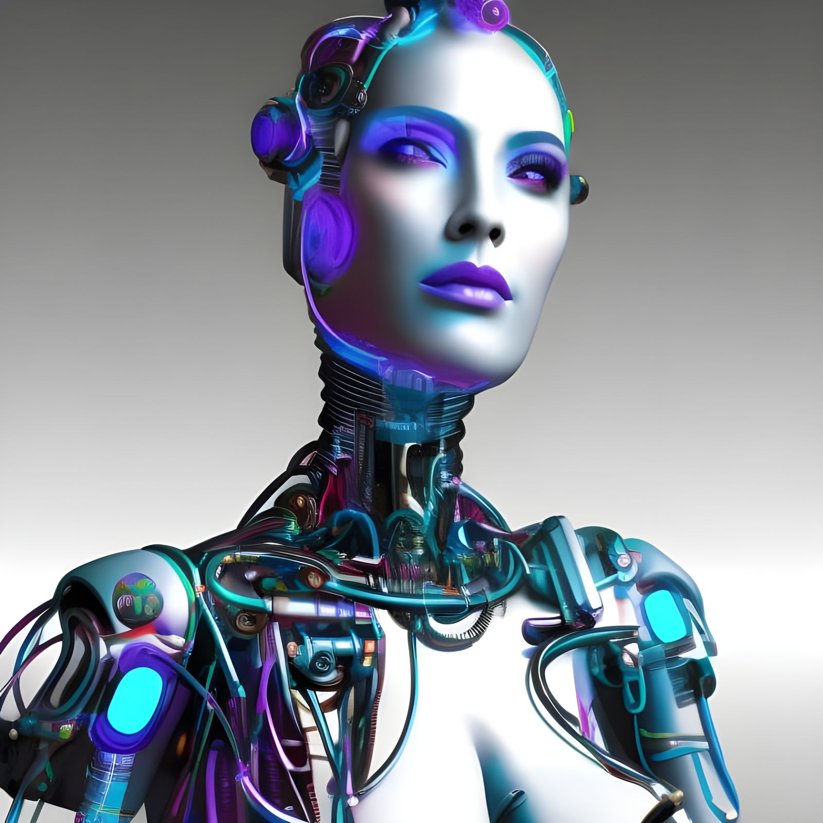 Cyberpunk Cyborg in Neon Style