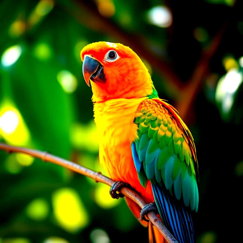 Exotic Birds in Vibrant Tropical Setting
