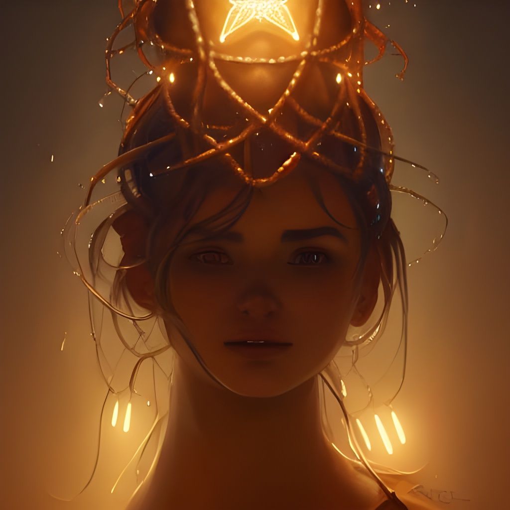 Surreal Portrait with Starfish Chandelier and Bagpipes