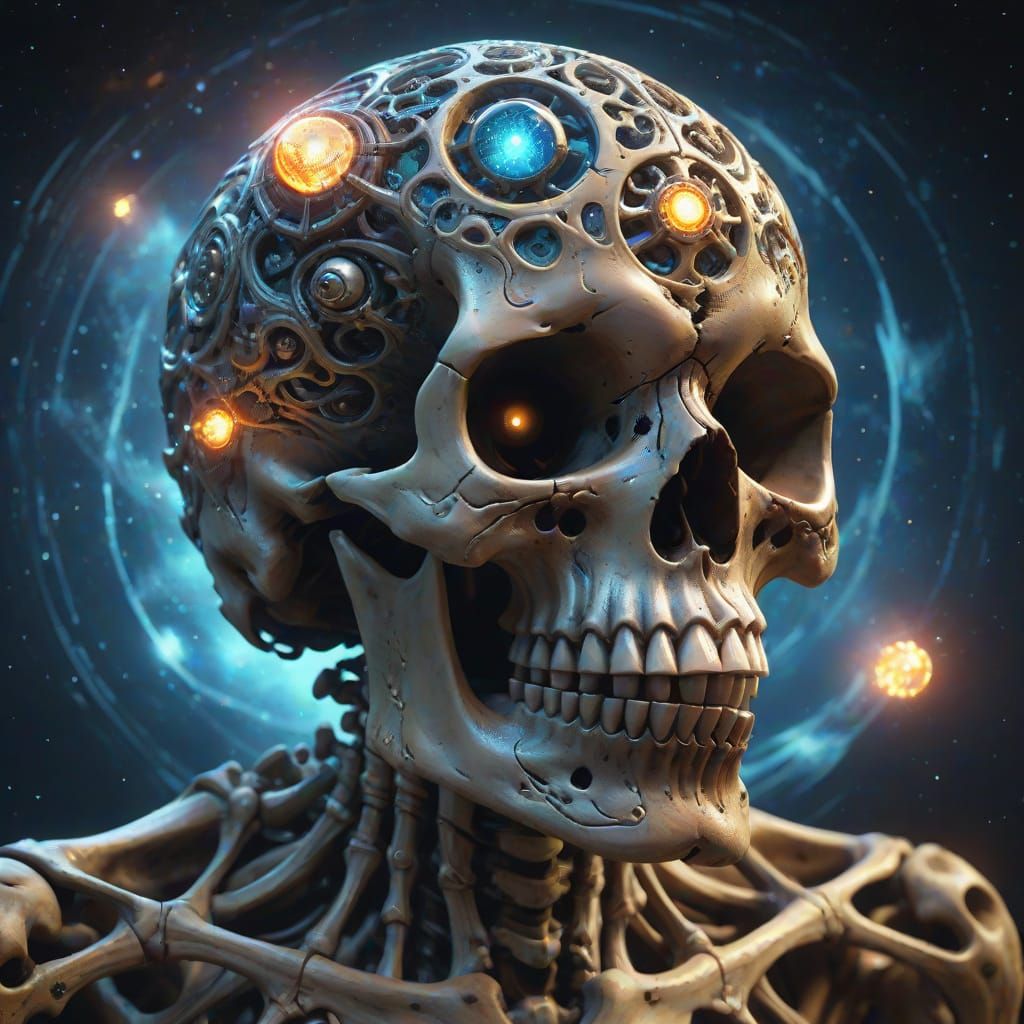 Surreal Cosmic Portrait in Triadic Colors