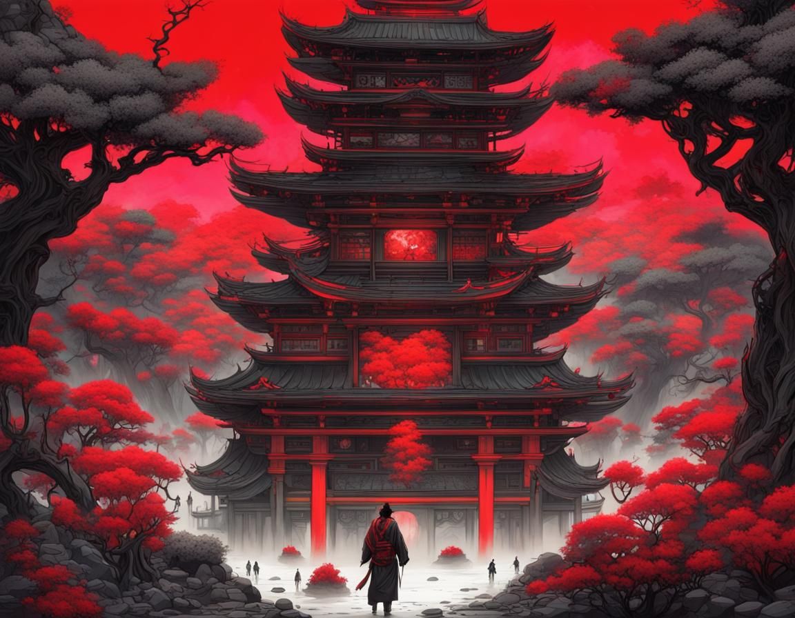 Japanese Fantasy Bio-Industrial Landscape Concept Art