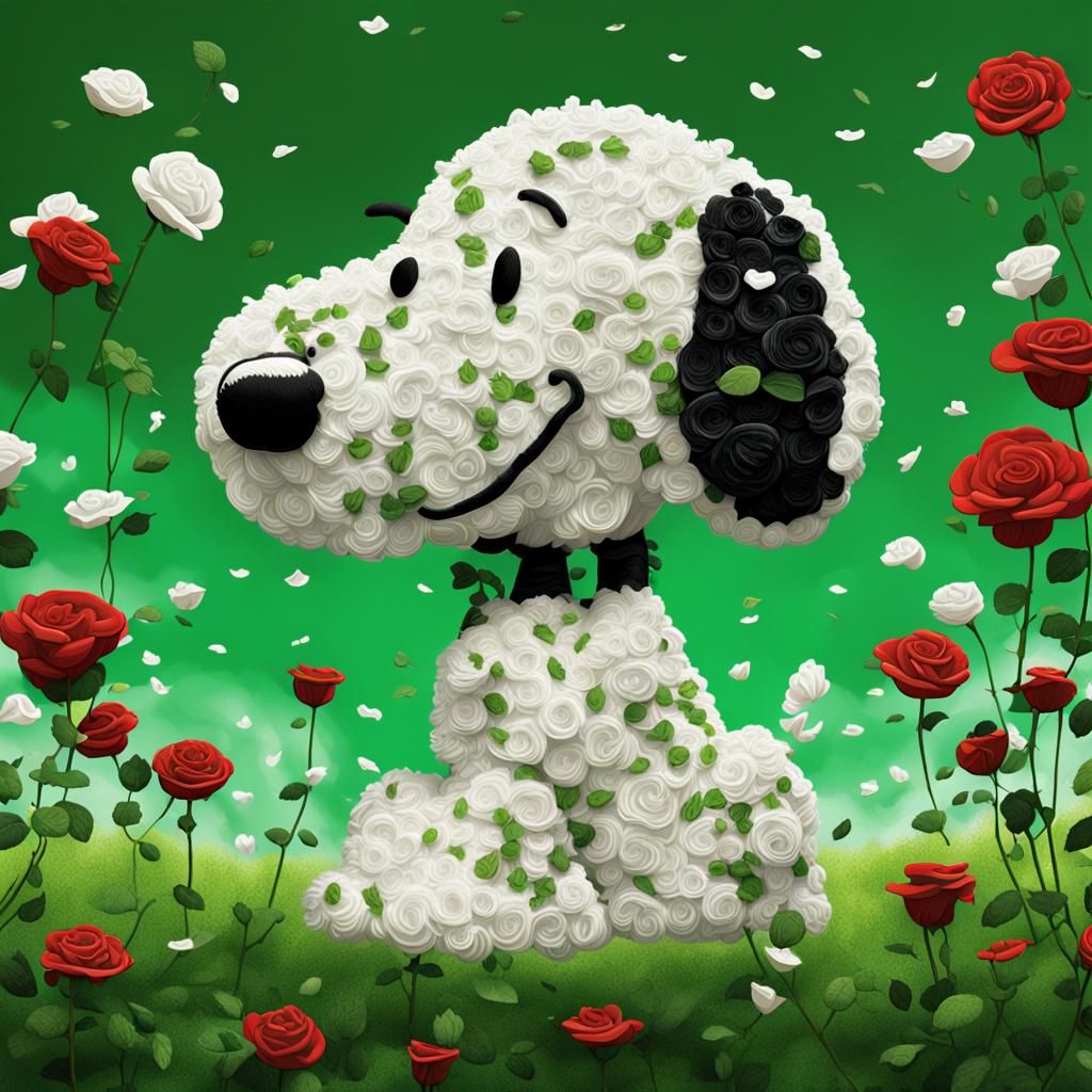 Floral Snoopy Dog in Hyperrealistic Digital Painting