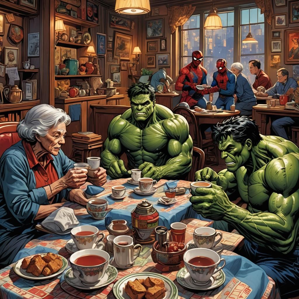Hulk and Spiderman Have Tea: Comic Book Art