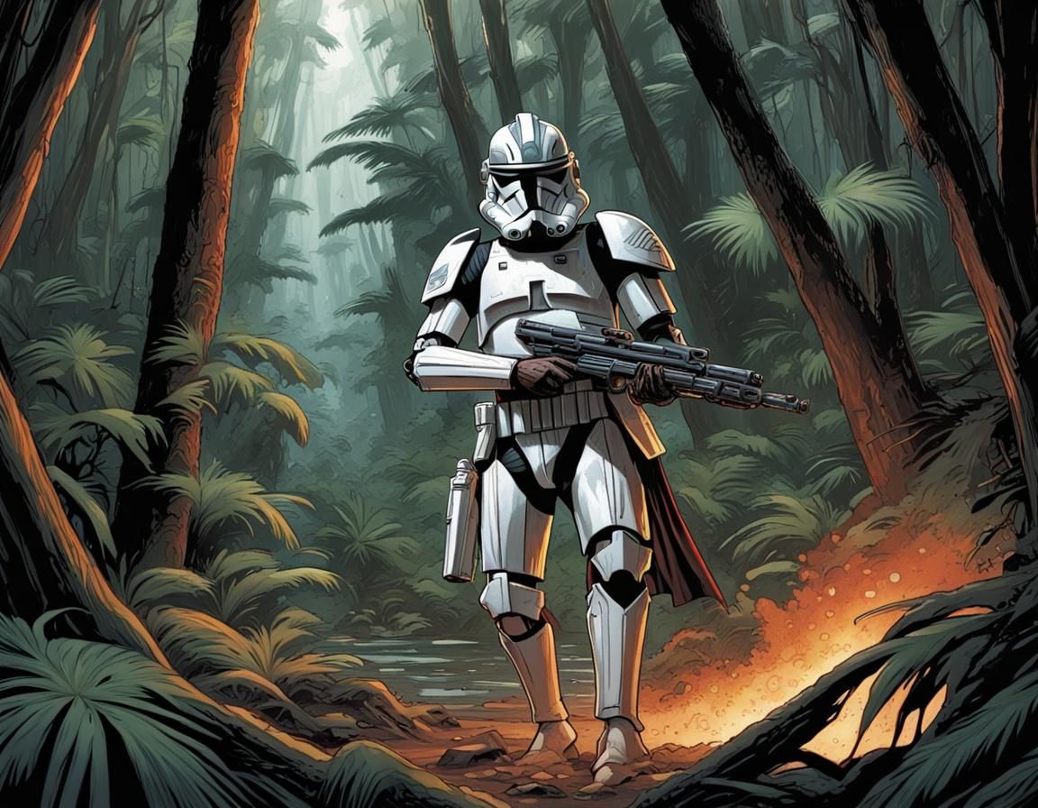 Clone ARC Trooper in Jungle, Comic Book Art