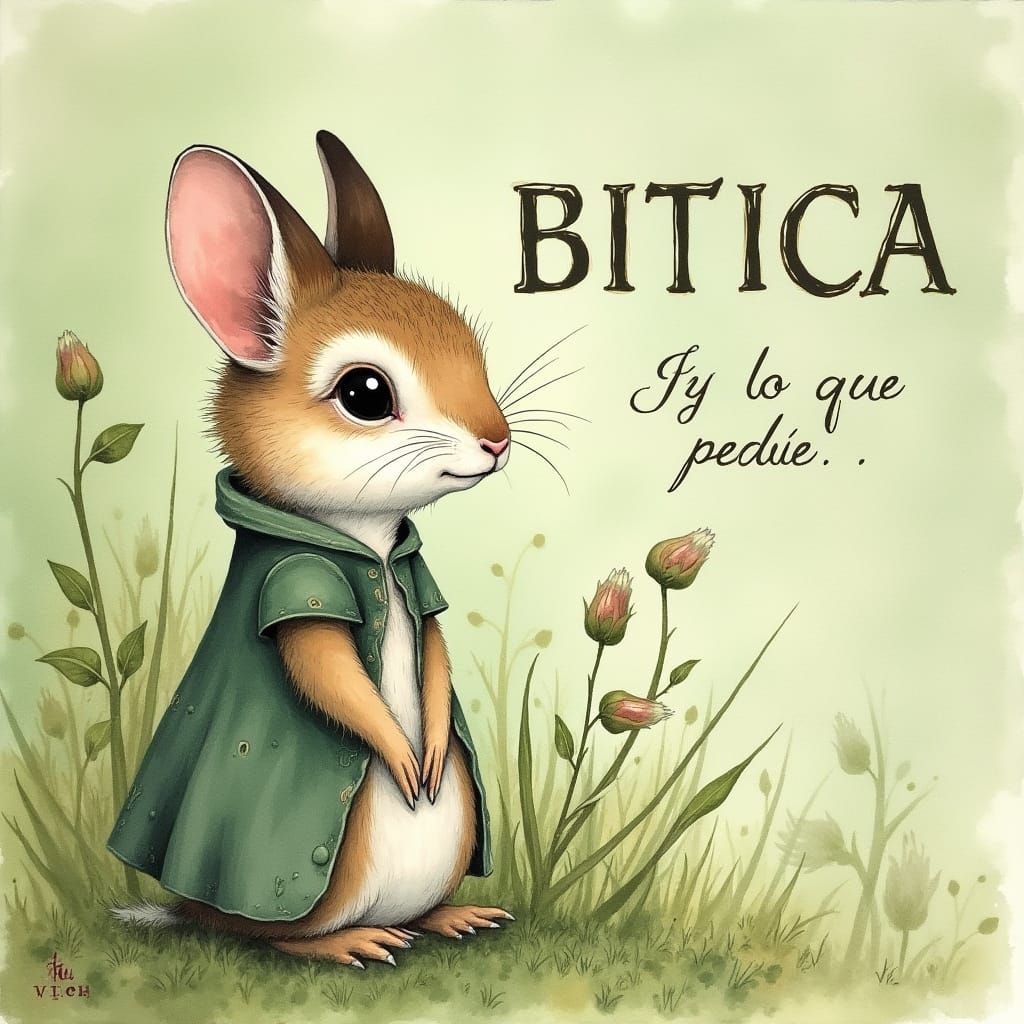 Whimsical Book Cover in Watercolor Style with Textured Paper...