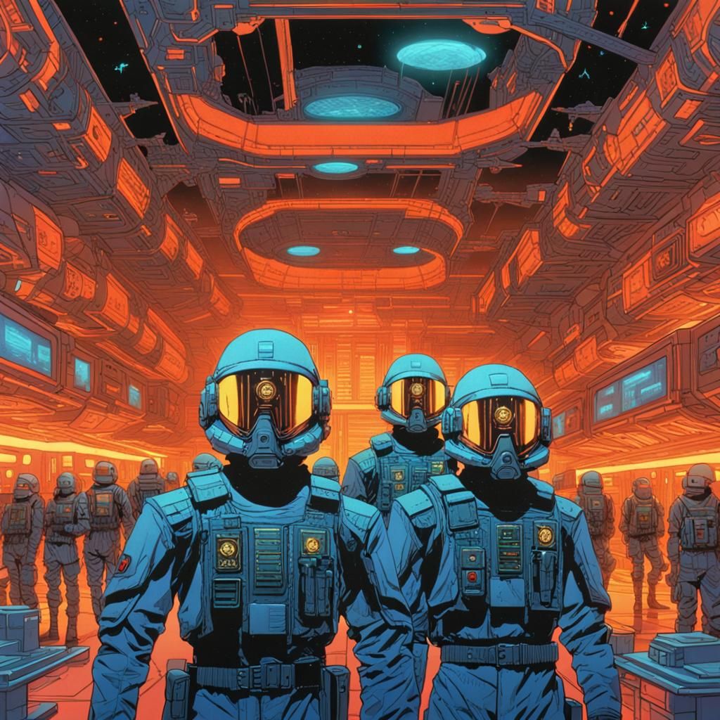 Futuristic Clone Army in Ligne Claire Style