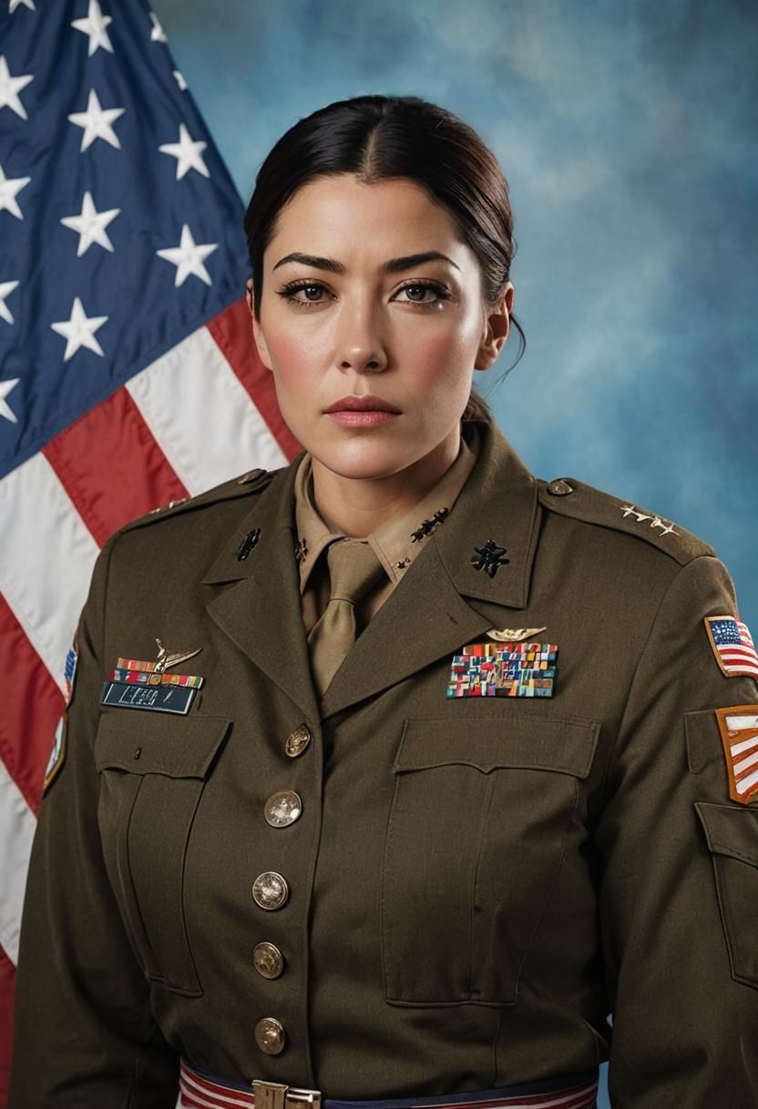 Female Soldier Portrait with American Flag