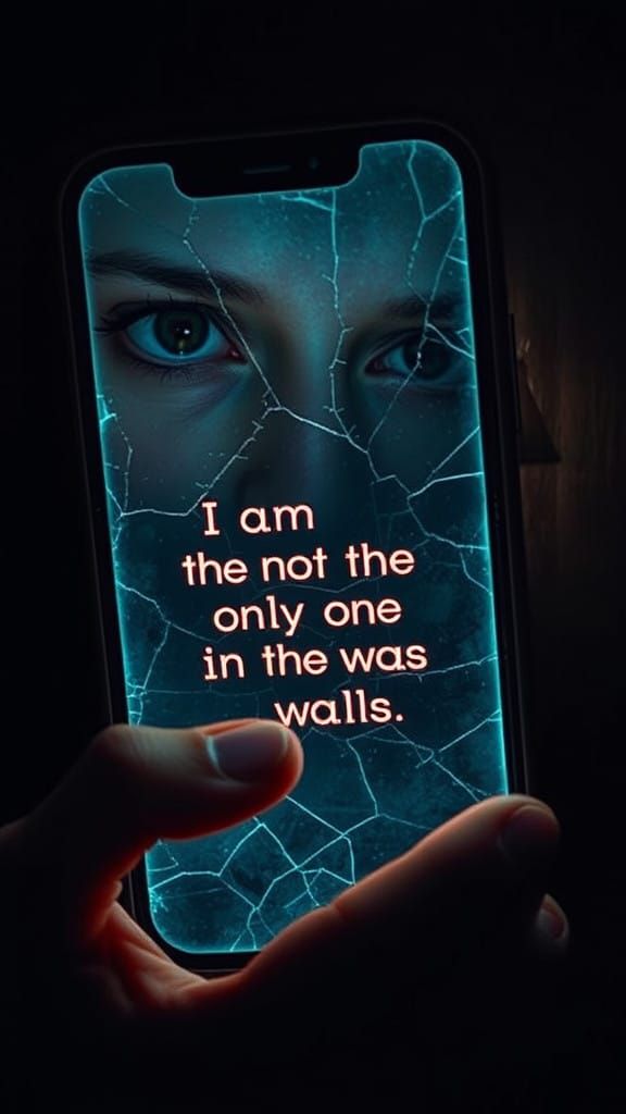 Chilling Text Message on Cracked Phone Screen