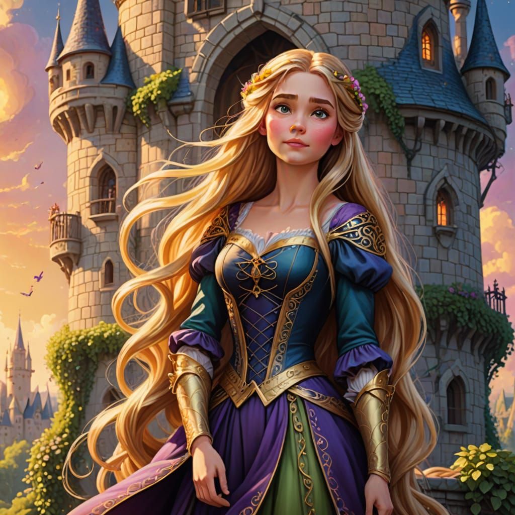 Whimsical Fairy Tale Princess in Tower
