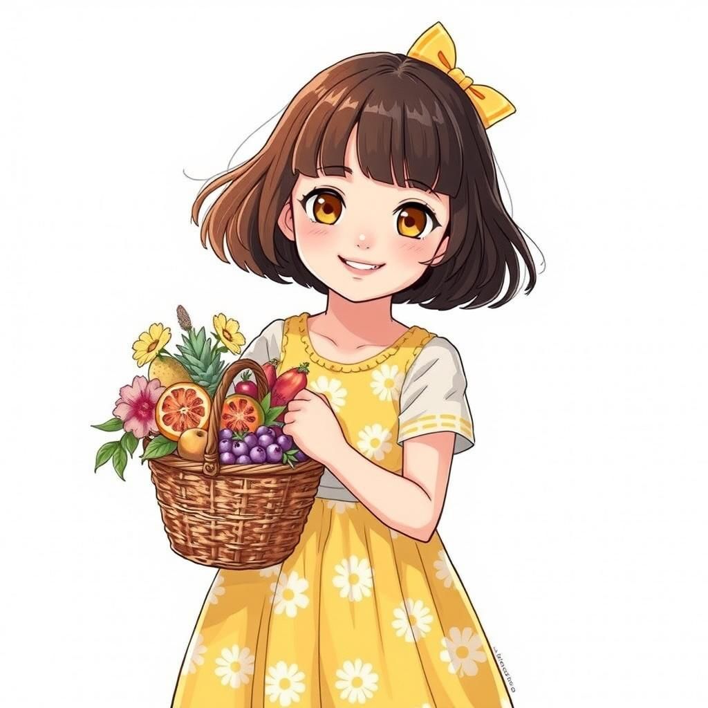 A six-year-old girl with a trendy haircut, and beautiful clo...