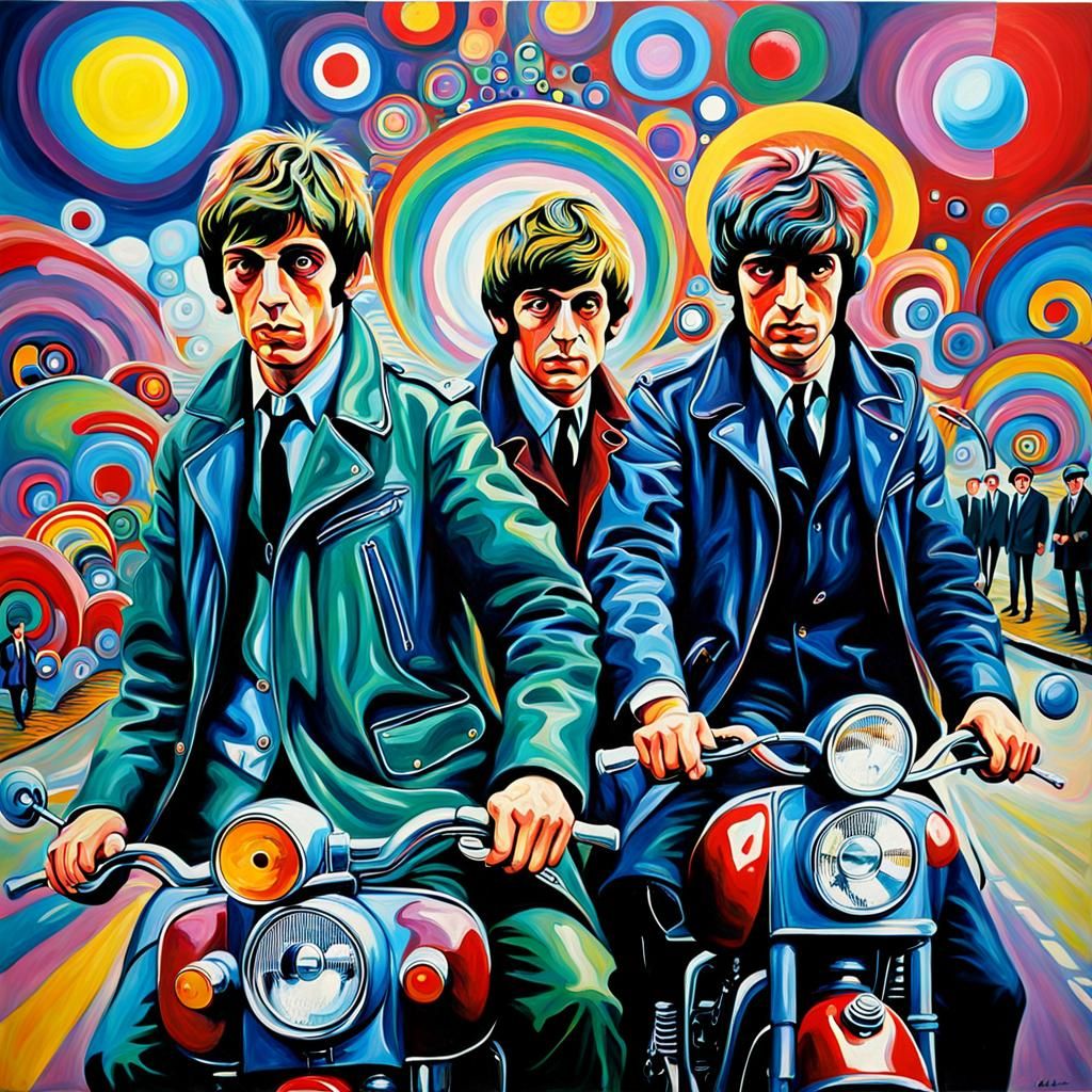 Psychedelic Quadrophenia Oil Painting in Vivid Colors