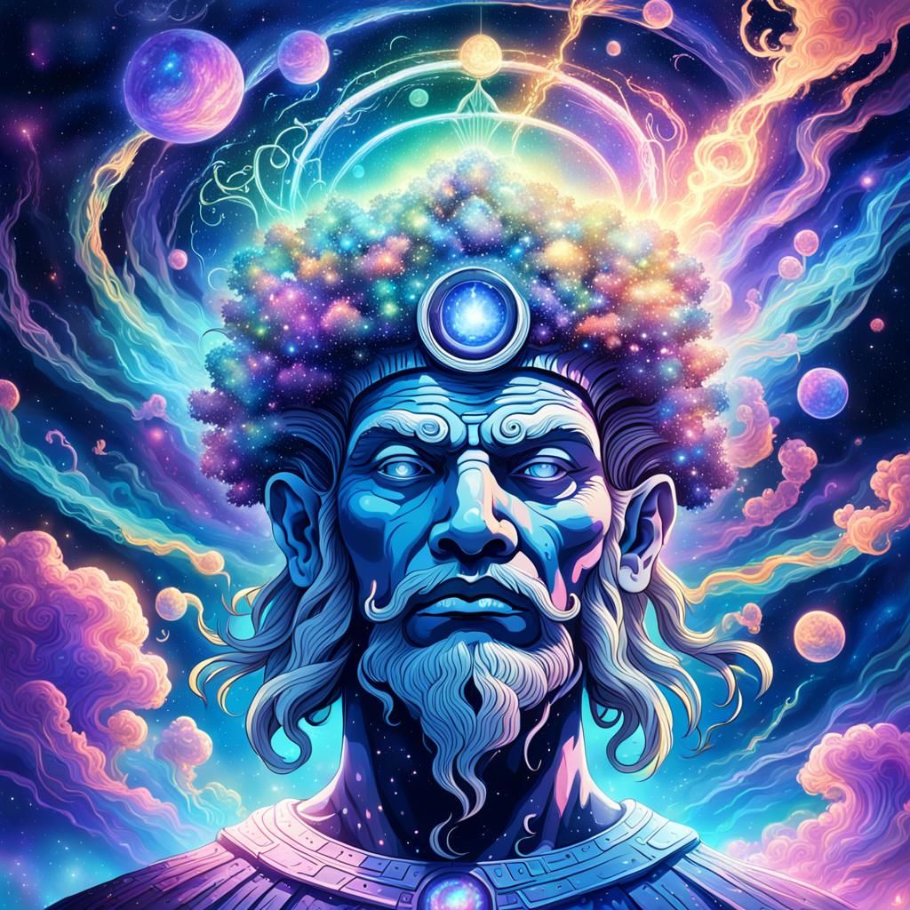 Underworld God Observes Earth: Holographic Cosmic Illustrati...