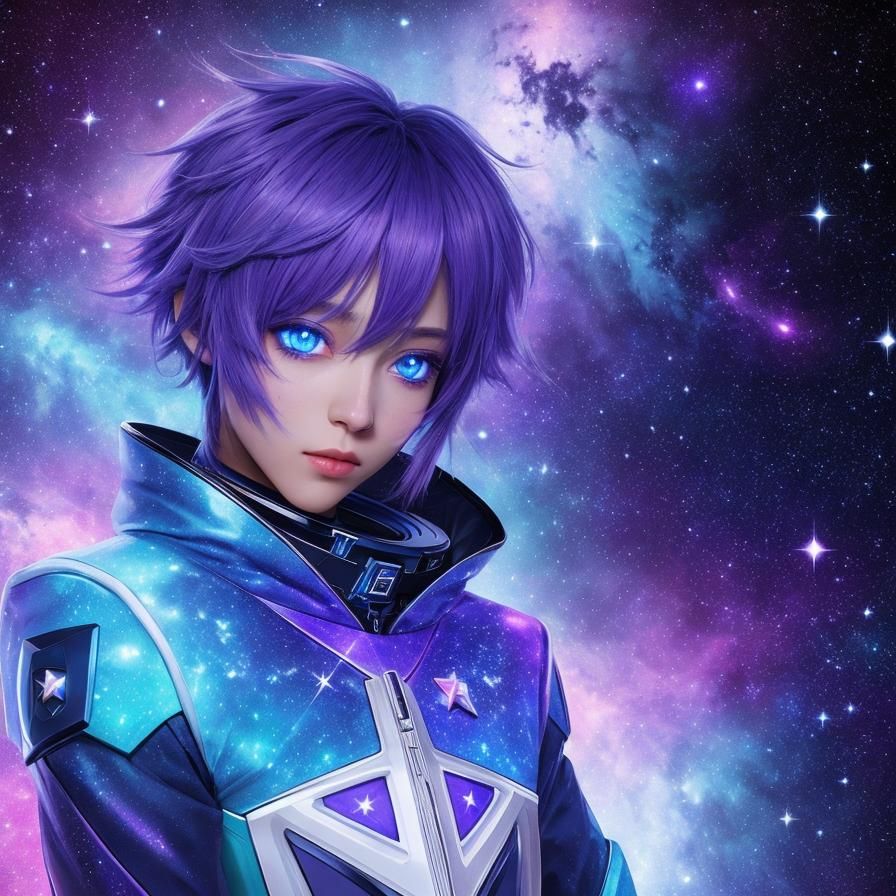 Anime Star Boy in a Cosmic Universe