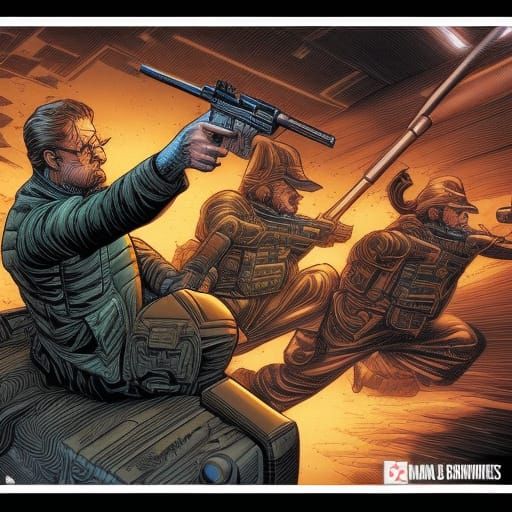 Firearm in Modern Comic Book Art Style