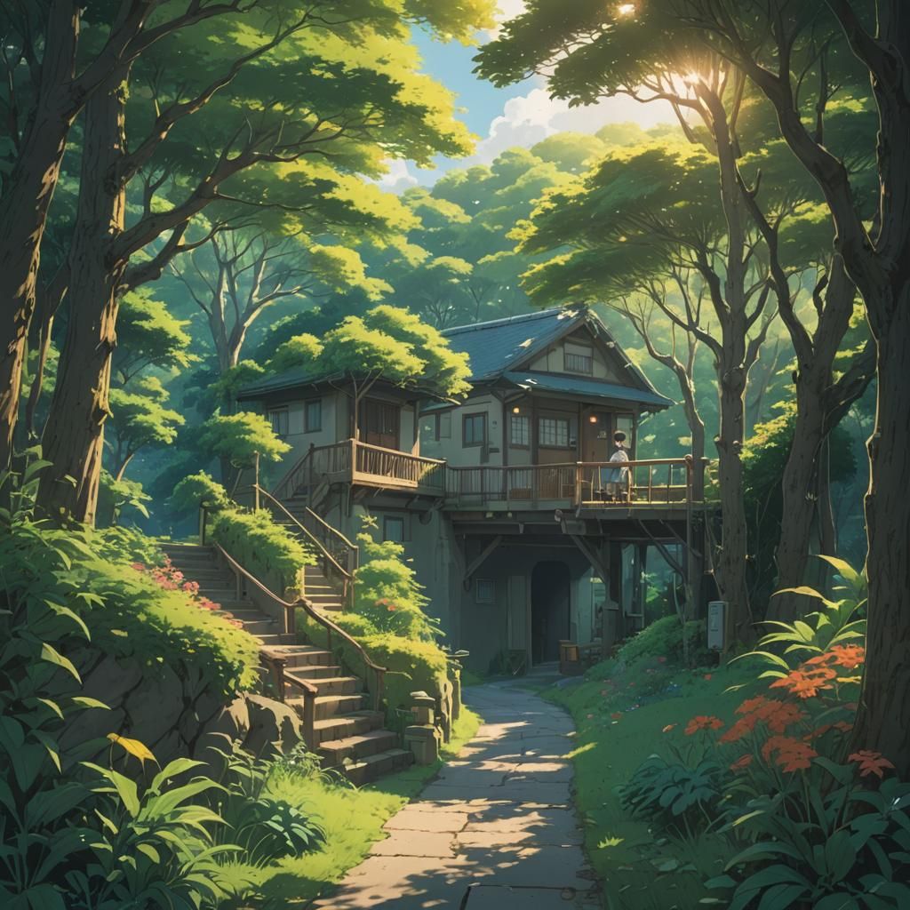 Anime Key Visual in Studio Ghibli Style