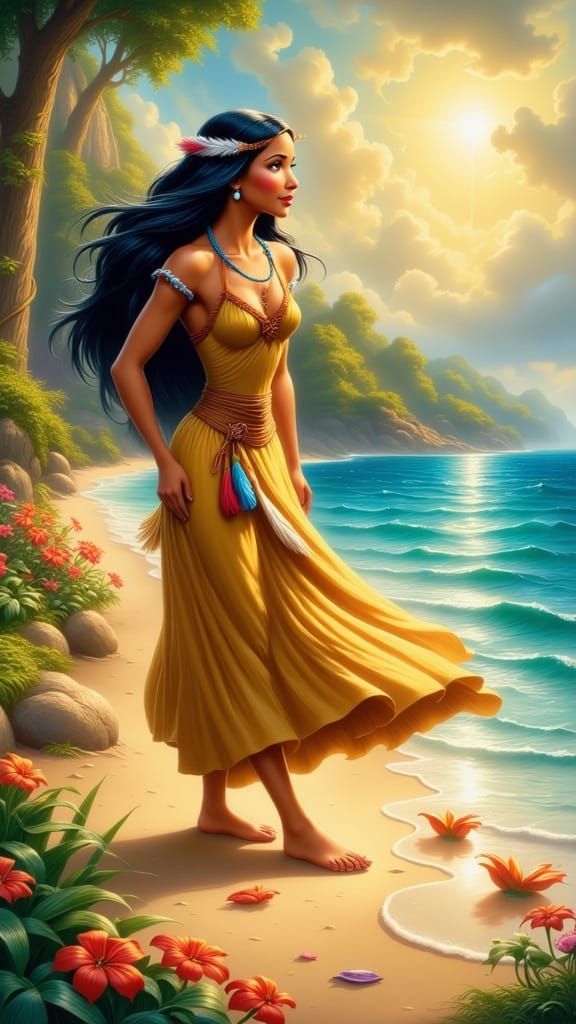 Walt Disney-Inspired Pocahontas at the Beach
