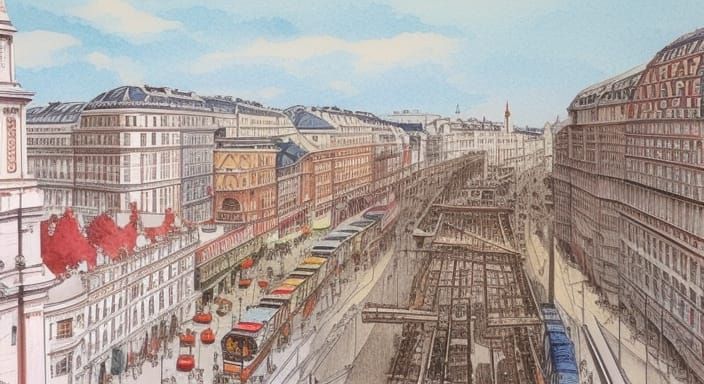 Vienna in Watercolour Pencil with Vivid Colors
