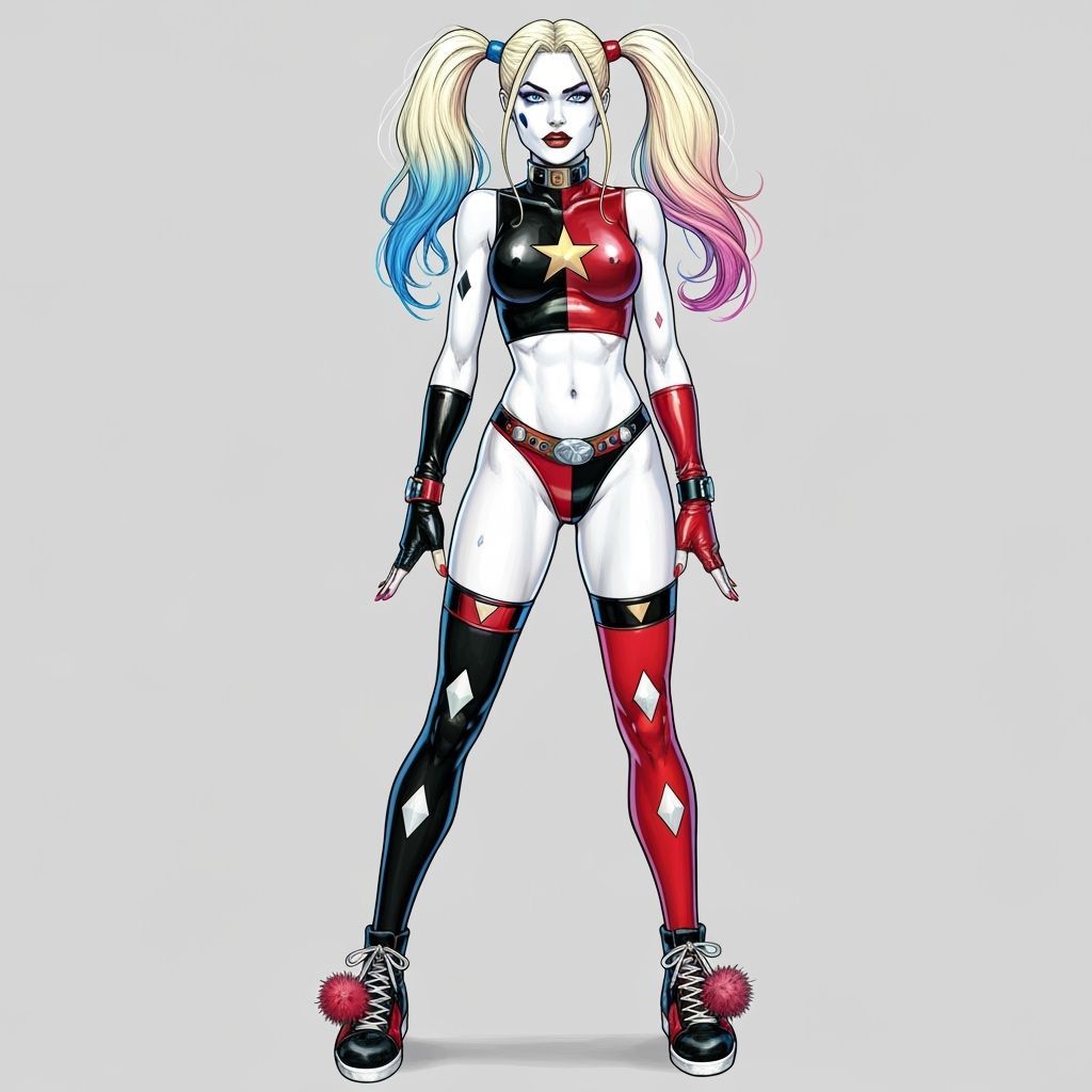 Harley Quinn Illustration in Comic Book Style