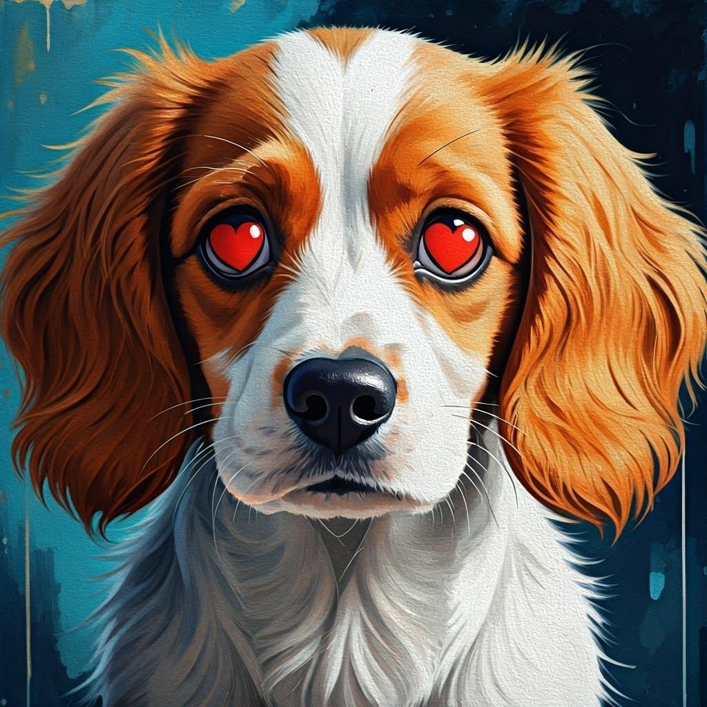 Dog with Heart Eyes in Neo-Expressionist Style