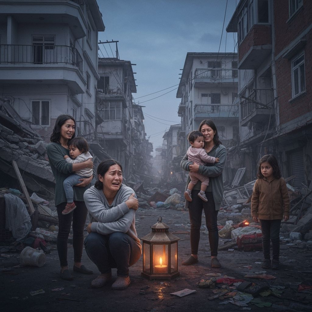 Emotional Reunion of Earthquake Survivors at Twilight